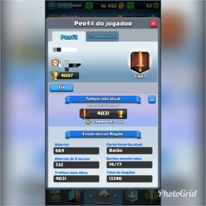 Conta Clash Royale - LVL 10 - Arena 11 - Desafiante 1
