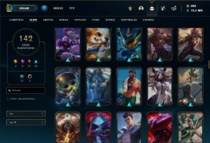 Conta prata 4 com TODOS os champs e 142 Skins + 2 Prestigios - League of Legends LOL