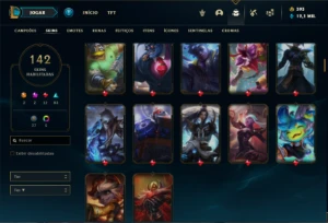 Conta prata 4 com TODOS os champs e 142 Skins + 2 Prestigios - League of Legends LOL
