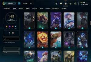 Conta prata 4 com TODOS os champs e 142 Skins + 2 Prestigios - League of Legends LOL