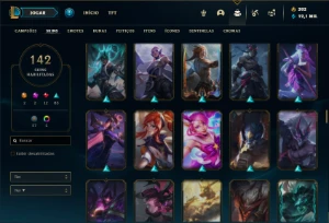 Conta prata 4 com TODOS os champs e 142 Skins + 2 Prestigios - League of Legends LOL