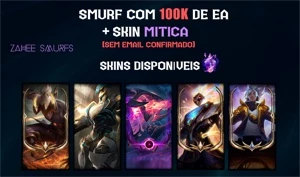 SMURF UNRANKED COM 100K ESSÊNCIA AZUL + SKIN MÍTICA [VIP] - League of Legends LOL