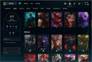 Conta ouro 3 com 122 champs e 69 skins ( 4 vitoriosas ) - League of Legends LOL