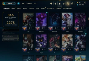 Ouro 2 com TODOS os Champs e 278 Skins ( Nivel 663 ) - League of Legends LOL