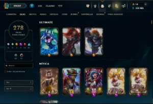 Ouro 2 com TODOS os Champs e 278 Skins ( Nivel 663 ) - League of Legends LOL