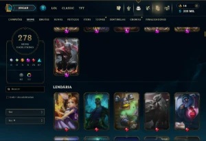 Ouro 2 com TODOS os Champs e 278 Skins ( Nivel 663 ) - League of Legends LOL