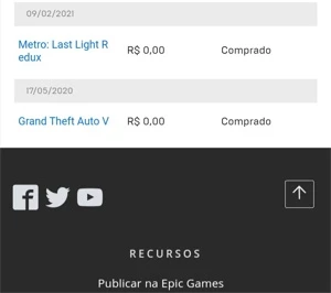 VENDO CONTA EPIC GAMES,TEM GTA 5,RAGE 2, HITMAN 3 etc