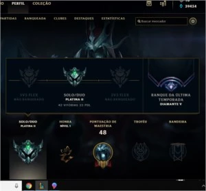 Conta LOL Platina 2 22 PDL - League of Legends