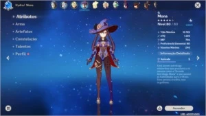 Conta Genshin Impact Ganyu + Mona + Tumulo do Lobo e mais
