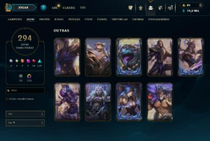 Conta Lol Platina 295 Skins Main Adc E Mid / Tft Mestre 2X - League of Legends