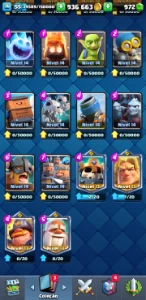 conta clash royale nv 55 torre lv 15 basicamente full