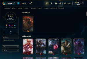 Ouro 3 com TODOS os champs e 120 Skins ( TOP / JG / MID ) - League of Legends LOL