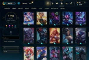Ouro 3 com TODOS os champs e 120 Skins ( TOP / JG / MID ) - League of Legends LOL