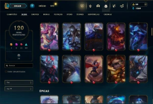 Ouro 3 com TODOS os champs e 120 Skins ( TOP / JG / MID ) - League of Legends LOL