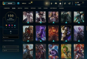Ouro 3 com TODOS os champs e 120 Skins ( TOP / JG / MID ) - League of Legends LOL