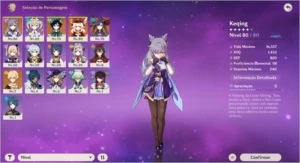 Conta Genshin Impact (4 Nat5) - KEQING / MONA / VENTI E KLEE