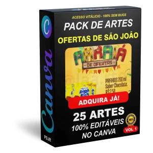 Pack Canva Ofertas de São João - 25 Artes Editáveis - Serviços Digitais