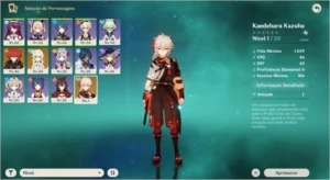Ar 31  kazuha + diluc + Bennet c1 e Rosária c2 lança de Jade - Genshin Impact