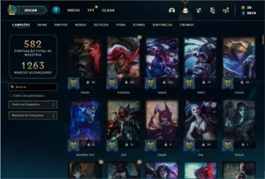 Conta ouro 1 com TODOS os champs e 139 Skins + 1 Prestigio - League of Legends LOL