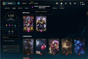 Conta ouro 1 com TODOS os champs e 139 Skins + 1 Prestigio - League of Legends LOL
