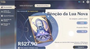 CONTA GENSHIN 80 DIAS DE BENÇÃO - Genshin Impact