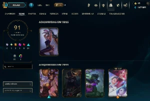 90 Skins Lvl264 Com 147K Ea, - Conta League Of Legends