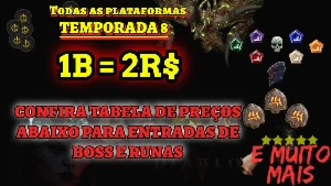 DIABLO IV - TEMPORADA 8 GOLD E ENTRADA DE BOSSES