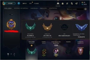 Conta League of legends platina II LOL