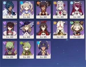 Genshin impact, ar 55, nilou, childe, raiden shogun, xiao