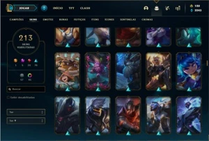 Conta ouro 1 com 123 Champs e 213 Skins + 3 Prestigios - League of Legends LOL