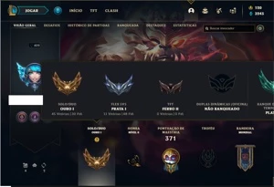 Conta ouro 1 com 123 Champs e 213 Skins + 3 Prestigios - League of Legends LOL