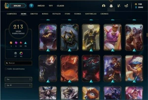 Conta ouro 1 com 123 Champs e 213 Skins + 3 Prestigios - League of Legends LOL