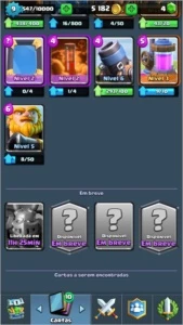 Clash royale lv 9, 45 cartas, 6k gold, arena 7