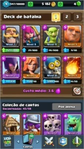 Clash royale lv 9, 45 cartas, 6k gold, arena 7