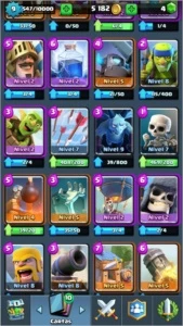 Clash royale lv 9, 45 cartas, 6k gold, arena 7
