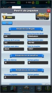 Clash royale lv 9, 45 cartas, 6k gold, arena 7