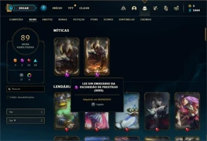 Conta ouro 4 com 80 Champs e 89 Skins + 2 Prestigios do Lee - League of Legends LOL