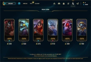 Conta ouro 4 com 80 Champs e 89 Skins + 2 Prestigios do Lee - League of Legends LOL