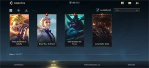 CONTA 85 SKINS; R$1800 GASTOS; DONO ÚNICO; 100K ESSENCIAS - League of Legends: Wild Rift LOL WR