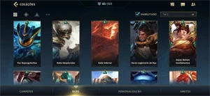 CONTA 85 SKINS; R$1800 GASTOS; DONO ÚNICO; 100K ESSENCIAS - League of Legends: Wild Rift LOL WR