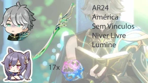 AR24 - Alhitham + Luz das Folhas + Keqing + 17 tiros - Genshin Impact