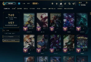 Platina 4 com TODOS os Champs e 256 Skins ( ADC / JG / TOP ) - League of Legends LOL
