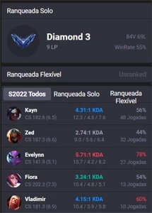 CONTINHA SMURF DIAMANTE 3 - League of Legends LOL