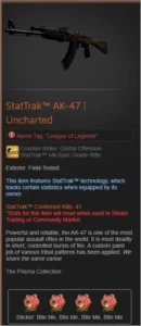AK-47 sTattrak uncharted com 4 adesivos e nametag - Counter Strike CS