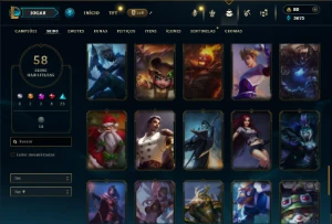 Platina 4 com 95 Champs e 58 Skins ( SUP / ADC ) - League of Legends LOL