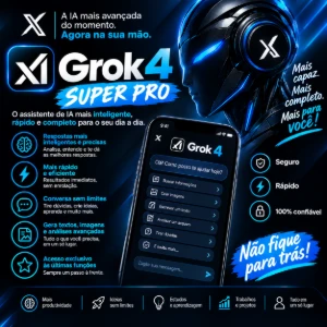 GROK 4 SUPER PRO 30 dias + Bônus Voz e Assistente Anime 5D! - Inteligência Artificial