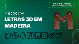 Pack de letras 3D em madeira