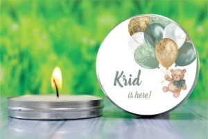 Vela na Lata Personalizada Ursinho Verde Baby