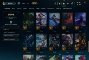 Unranked com 50 Champs e 28 Skins - League of Legends LOL