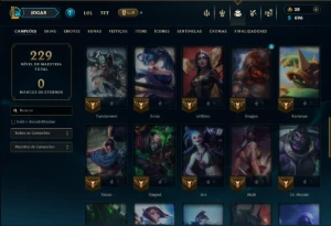 Unranked com 50 Champs e 28 Skins - League of Legends LOL